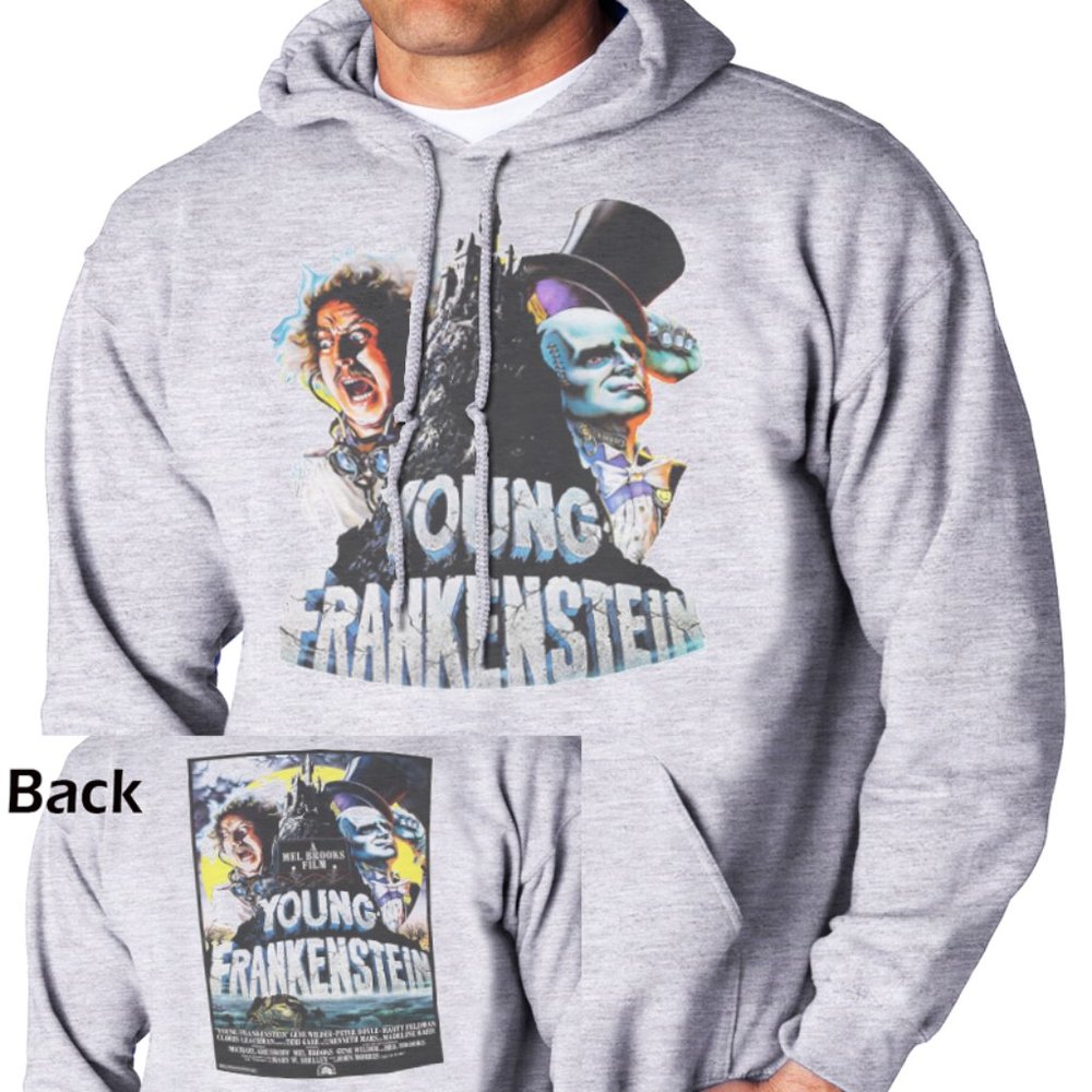 YOUNG FRANKENSTEIN, GENE WILDER FUNNY ASH GREY UNISEX HOODIE, T--1072